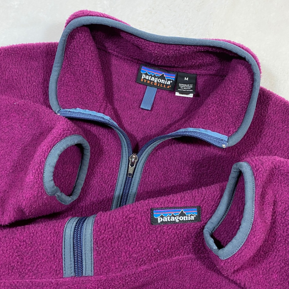 VTG Y2K Patagonia Synchilla 1/4 Zip Fleece Pullover Women M Gorp Retro Cabin